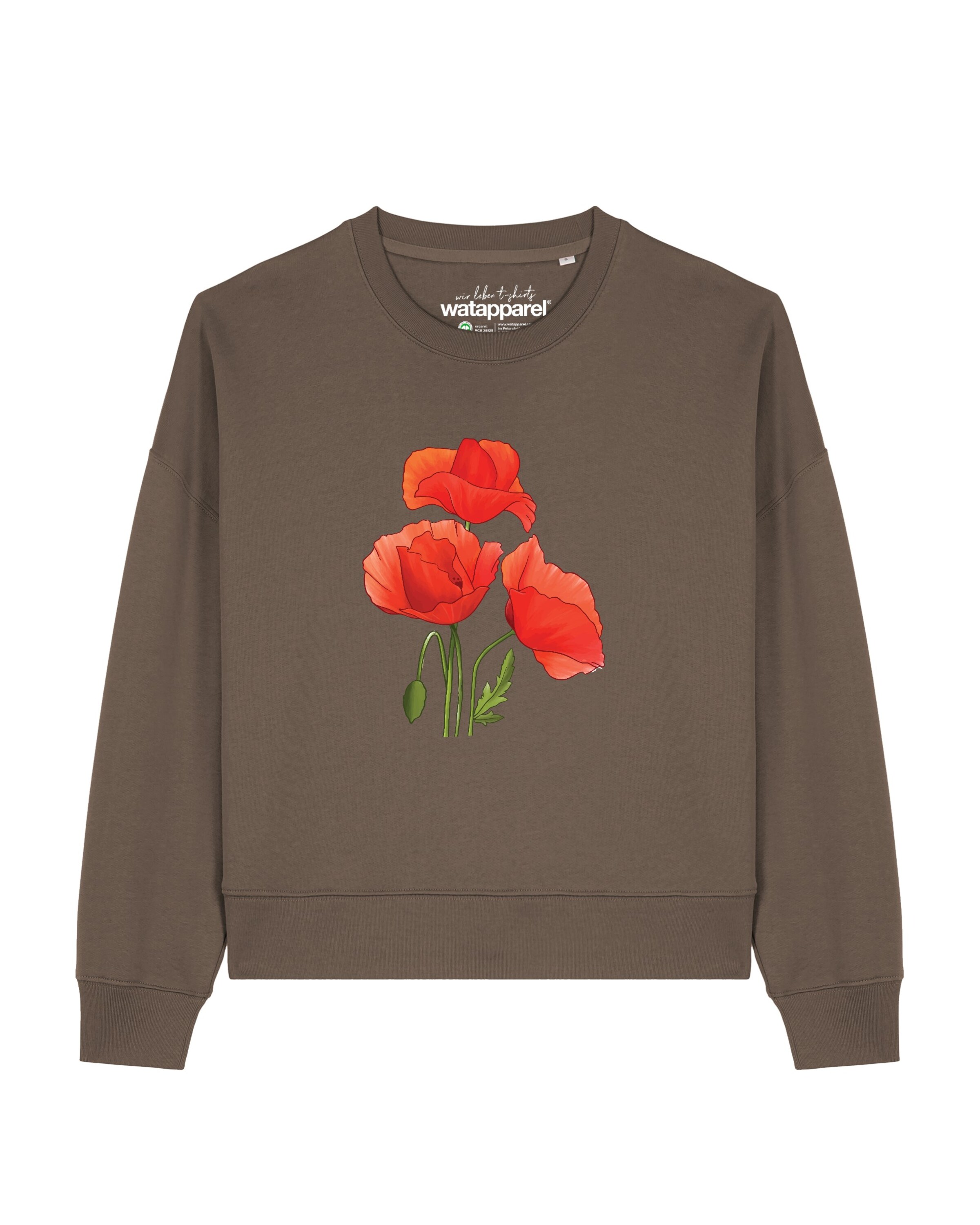 Sweat-shirt 'Poppy Flowers ' Watapparel en marron : devant