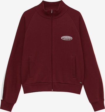 Pull&Bear Zip-Up Hoodie in Red: front