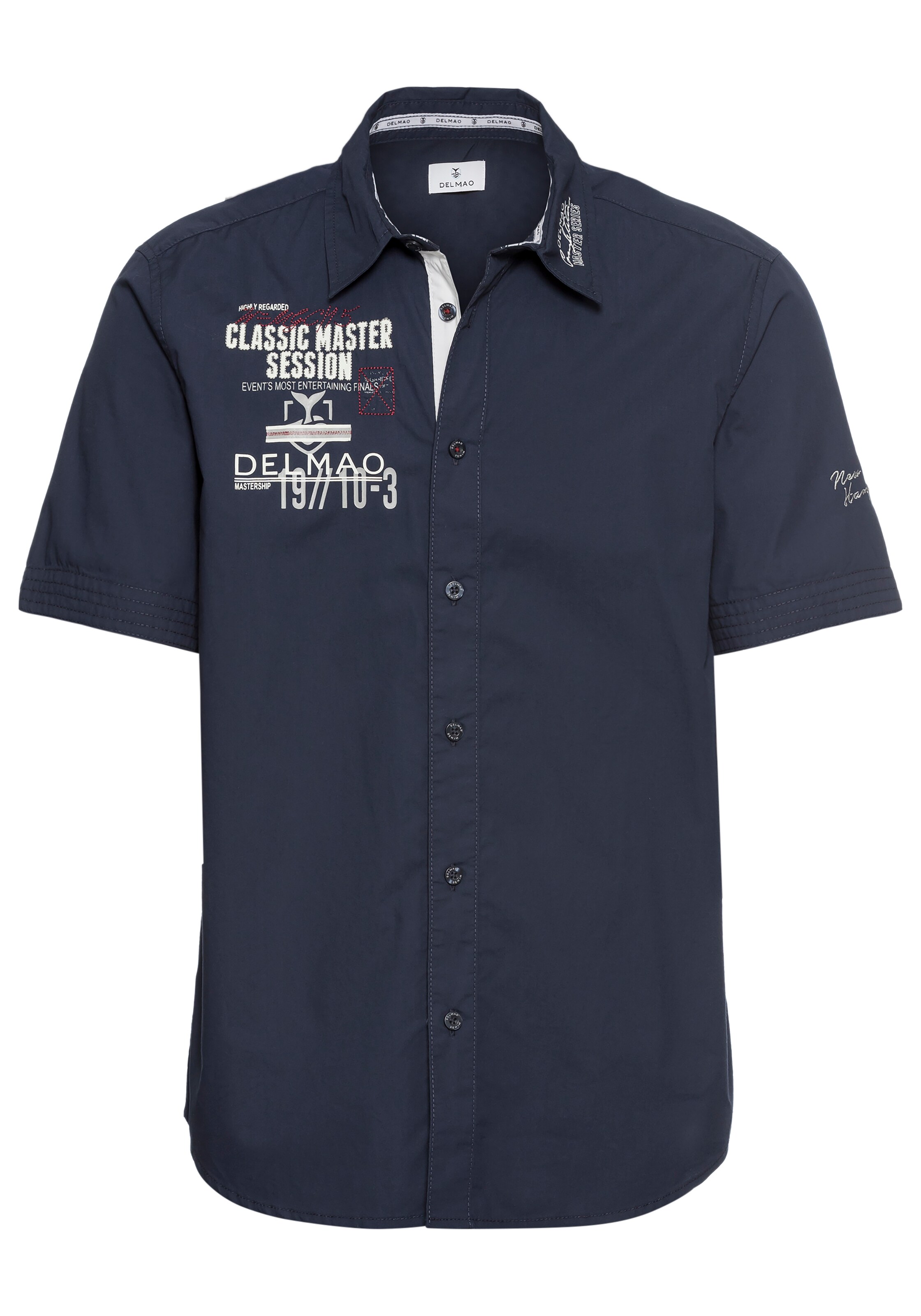 DELMAO Regular Fit Hemd in Blau: Vorderseite