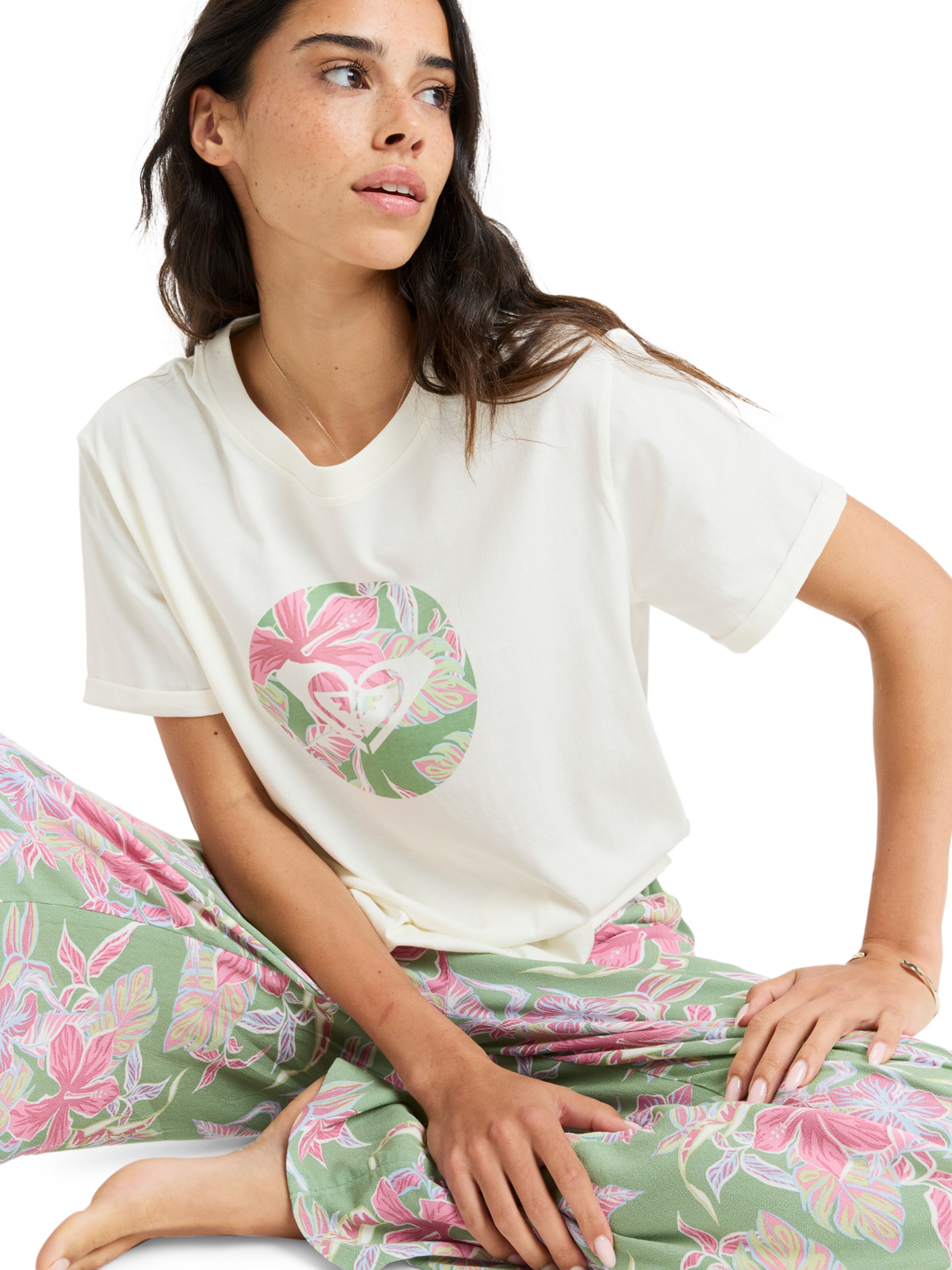 T-shirt 'Ocean Hibiscus' ROXY en blanc