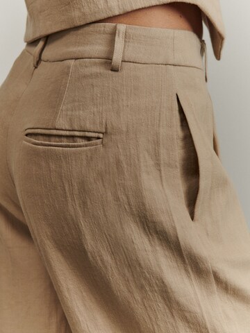 ABOUT YOU x Marie von Behrens Wide leg Pleat-Front Pants 'Marlena' in Beige