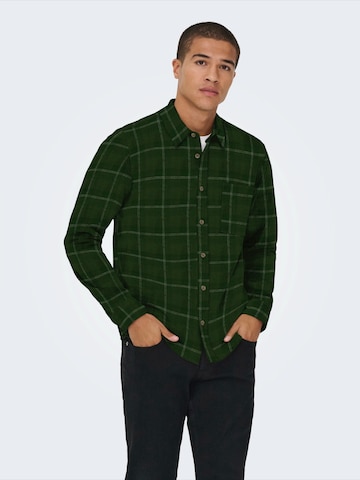 Only & Sons Regular fit Button Up Shirt 'ONSWILLIAM' in Green: front