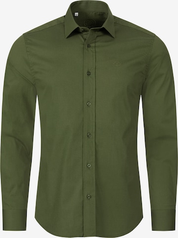 Indumentum Slim fit Button Up Shirt in Green: front