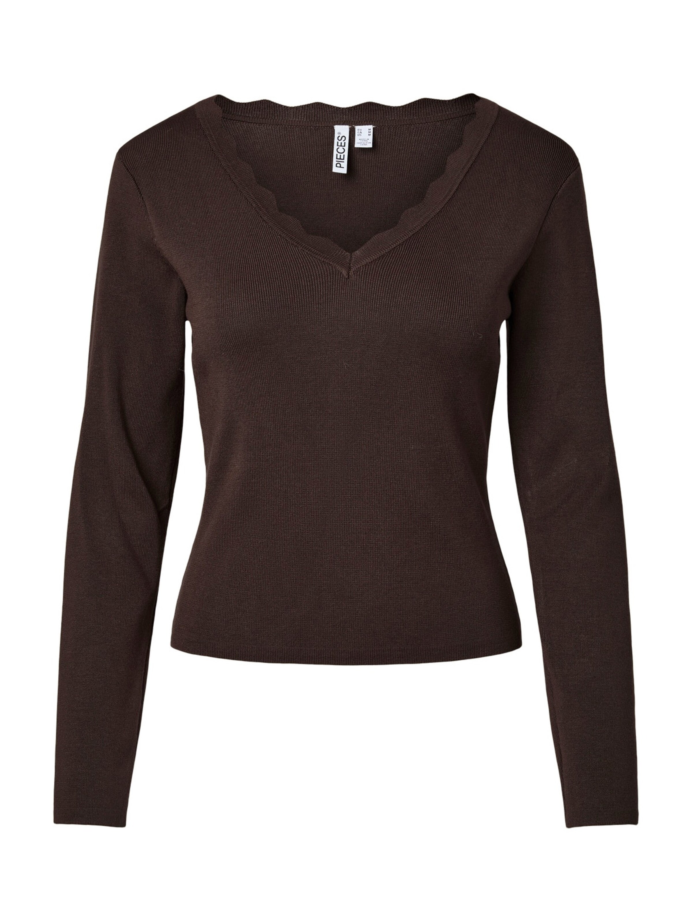 PIECES Trui 'PCELIA' in XS in de kleur Chocoladebruin, Productweergave