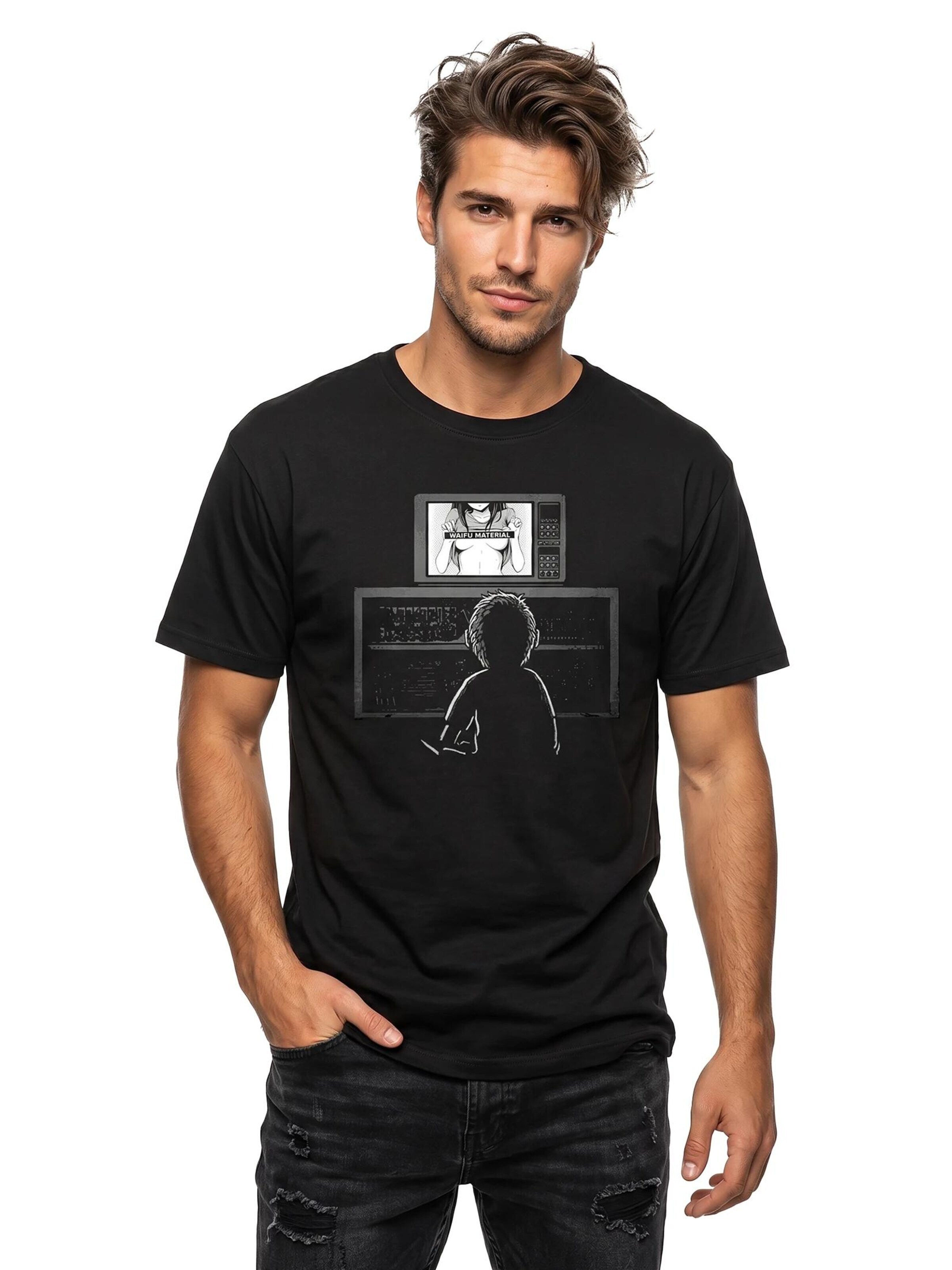 MAKAYA Shirt 'Waifu Material' in Black