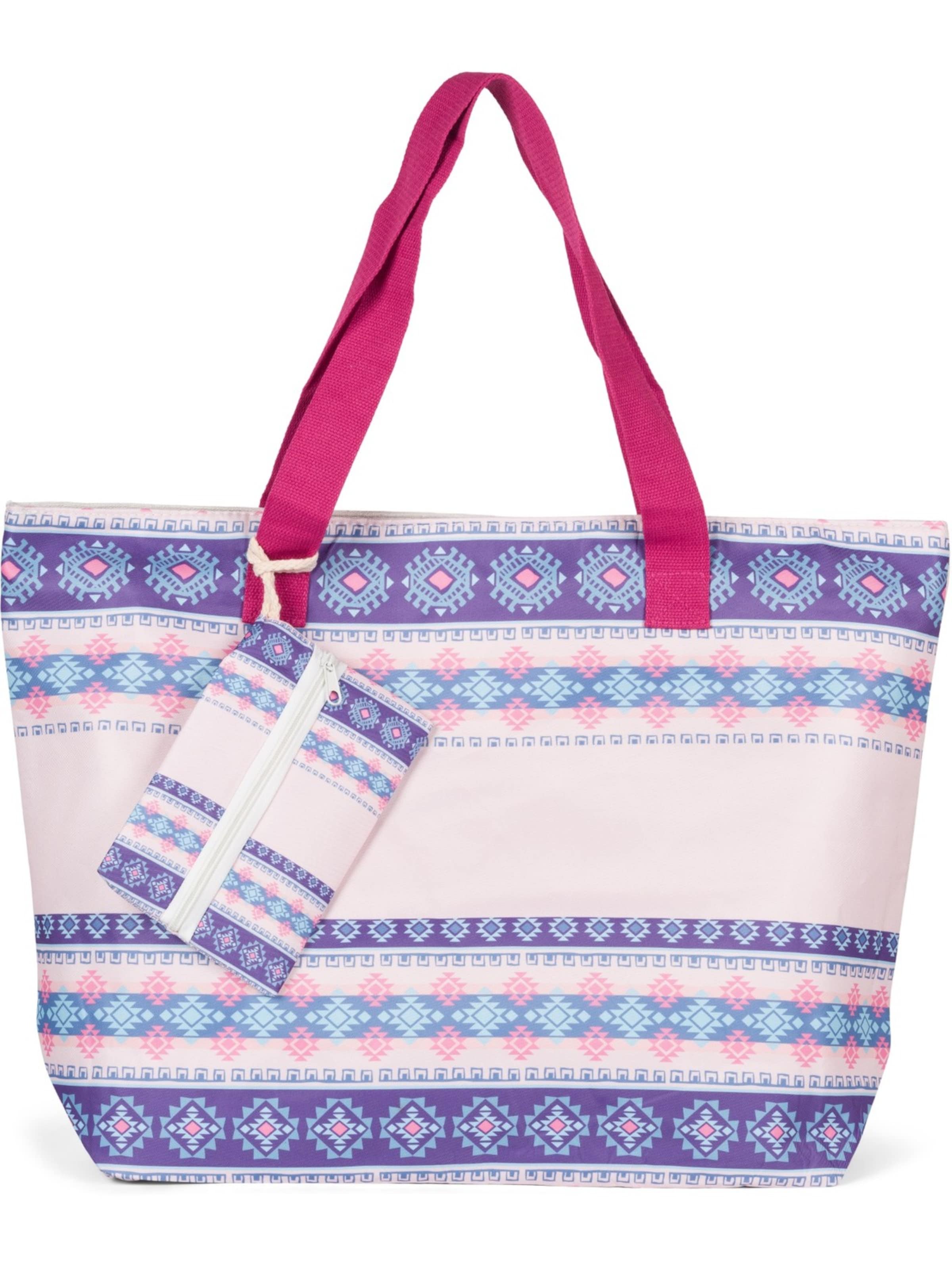 styleBREAKER Strandtasche 'Strandtasche Azteken Muster - Boho'‌‌‌‌‌‌‌ in himbeer, Produktansicht