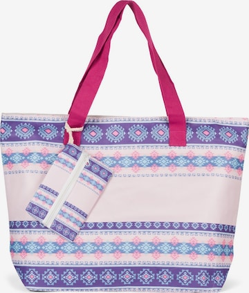 styleBREAKER Strandtasche 'Strandtasche Azteken Muster - Boho' in Pink: Vorderseite
