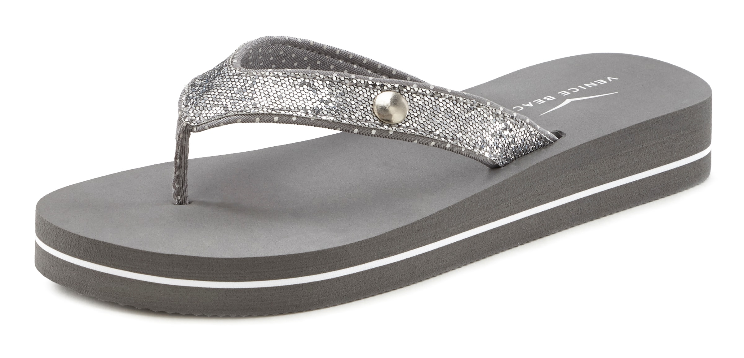VENICE BEACH T-bar sandals in Silver: front