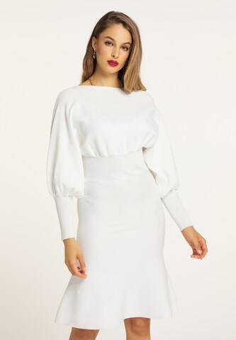 faina Gebreide jurk in Wit: voorkant