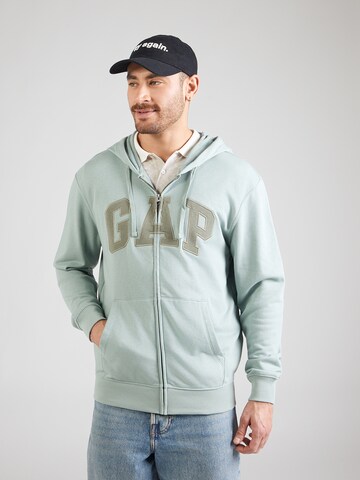 GAP - Sudadera con cremallera en verde: frente
