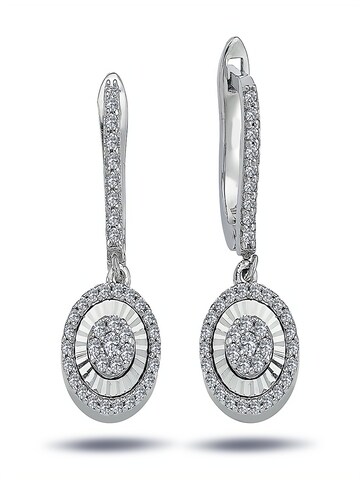 EinStein Diamant Earrings 'Diamanten Brillant Schliff Ohrringe Ohrhänger 14 Karat 585er Weißgold' in Gold: front