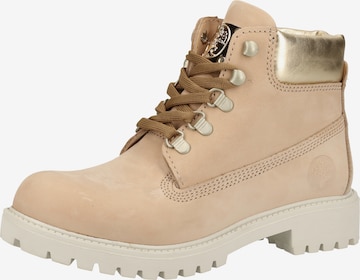 Darkwood Lace-Up Ankle Boots in Beige: front
