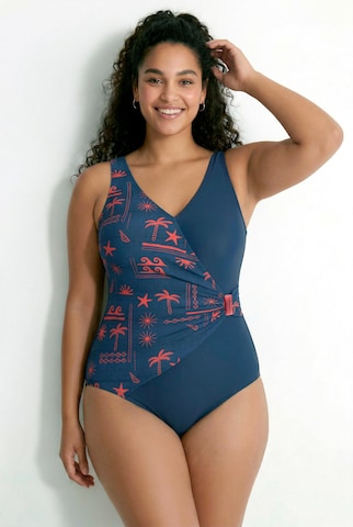 Ulla Popken Bralette Swimsuit in Blue