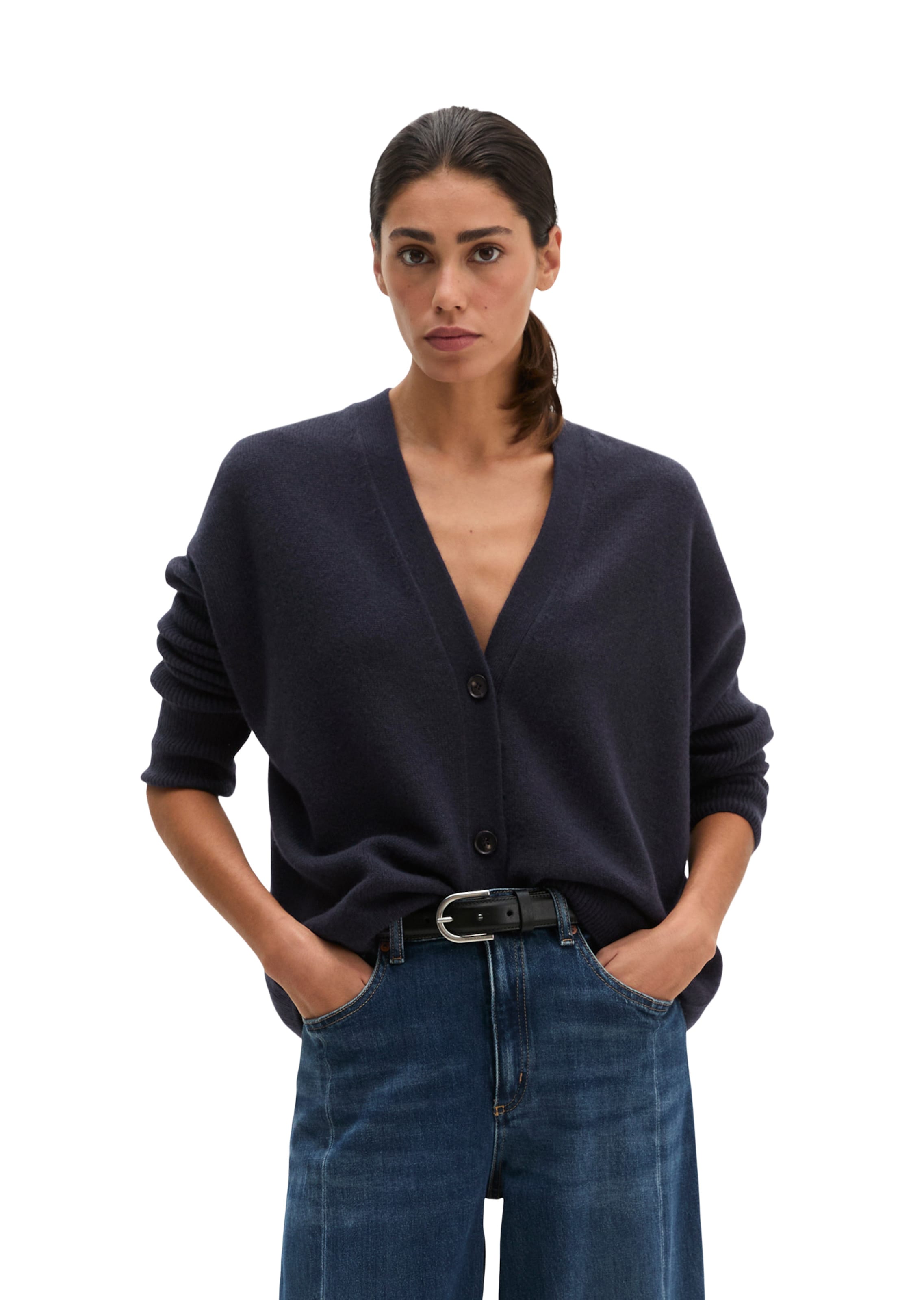 Marc O'Polo Gebreid vest in Blauw: voorkant