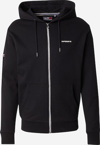 Superdry Zip-Up Hoodie in Black: front