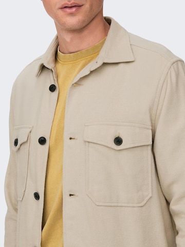 Only & Sons Regular fit Button Up Shirt 'Milo' in Beige