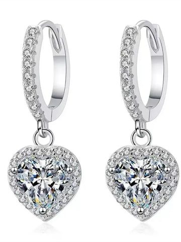 Staufergold Earrings 'Ohrstecker „Coeur Classic“ (Herz 1,0 ct x2)' in Silver: front