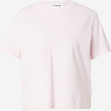 T-shirt 'ESSENTIAL' SELECTED FEMME en rose : devant