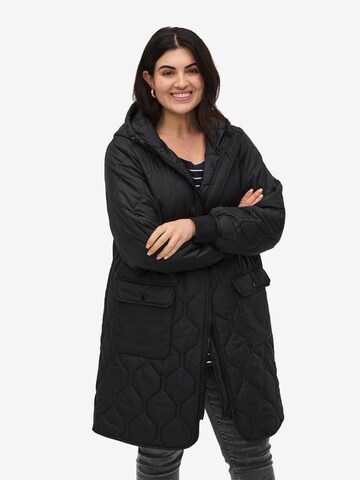 Zizzi Between-Season Jacket in Black: front