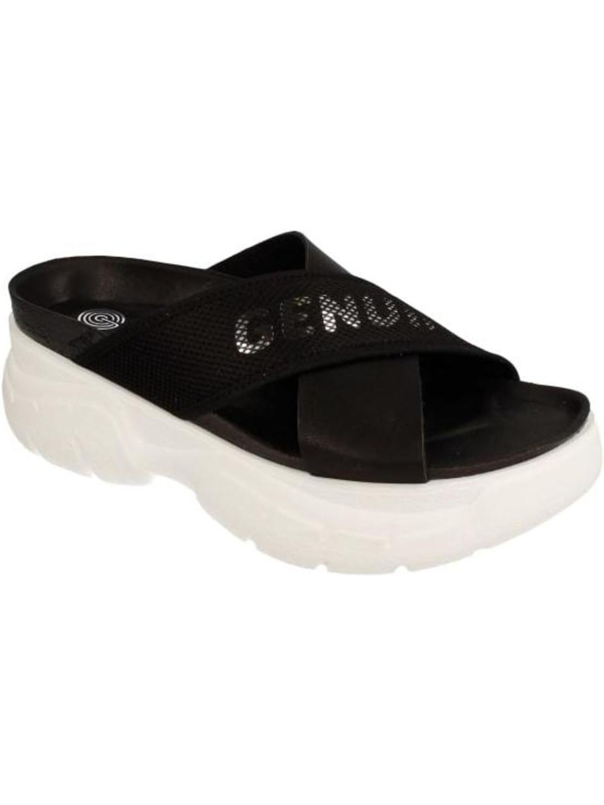 Genuins Mules 'Genuins Dixy Capsule 90s Black&White Black/While Synthetik' in Black: front