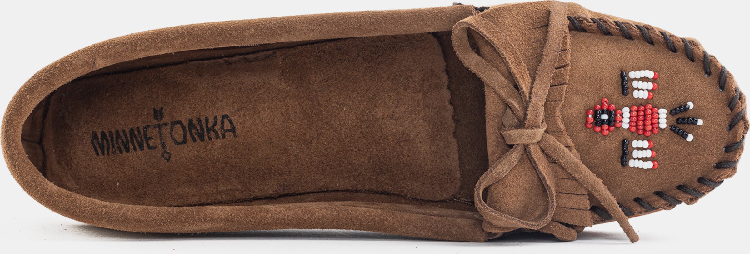 Mocassini Minnetonka Thunderbird Donna – Pelle Morbida, Ricamo Perline Native, Marrone, 38