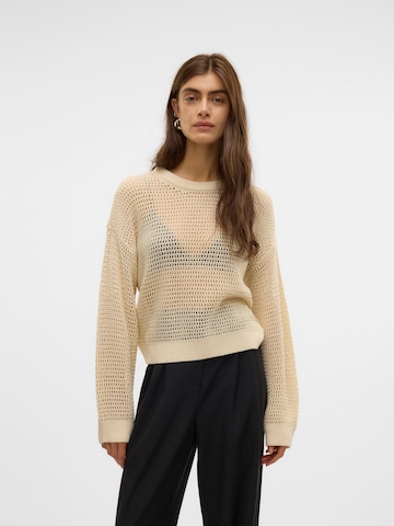 VERO MODA Пуловер 'VMNEWMADERA' в бежово: отпред