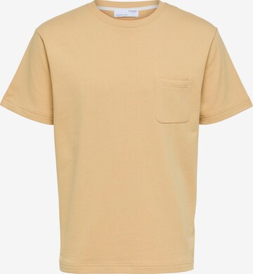 T-Shirt 'Relax Soon' SELECTED HOMME en beige : devant