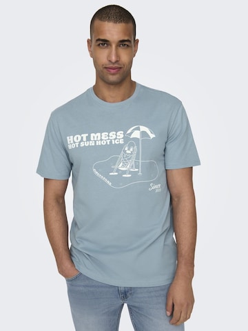 T-Shirt 'KIM' Only & Sons en bleu : devant