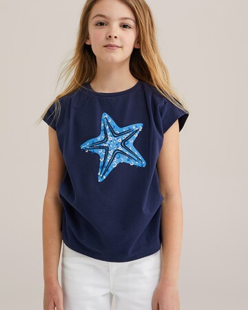 T-Shirt WE Fashion en bleu : devant