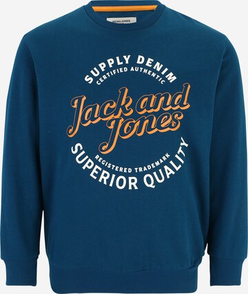 Jack & Jones Plus Mikina 'MIKK' – modrá: přední strana