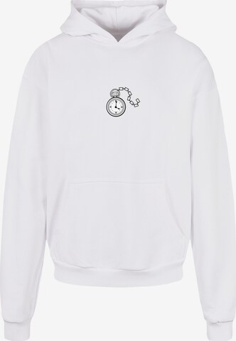 Sweat-shirt 'Alice im Wunderland Uhr Hase Heroes of Childhood' F4NT4STIC en blanc : devant