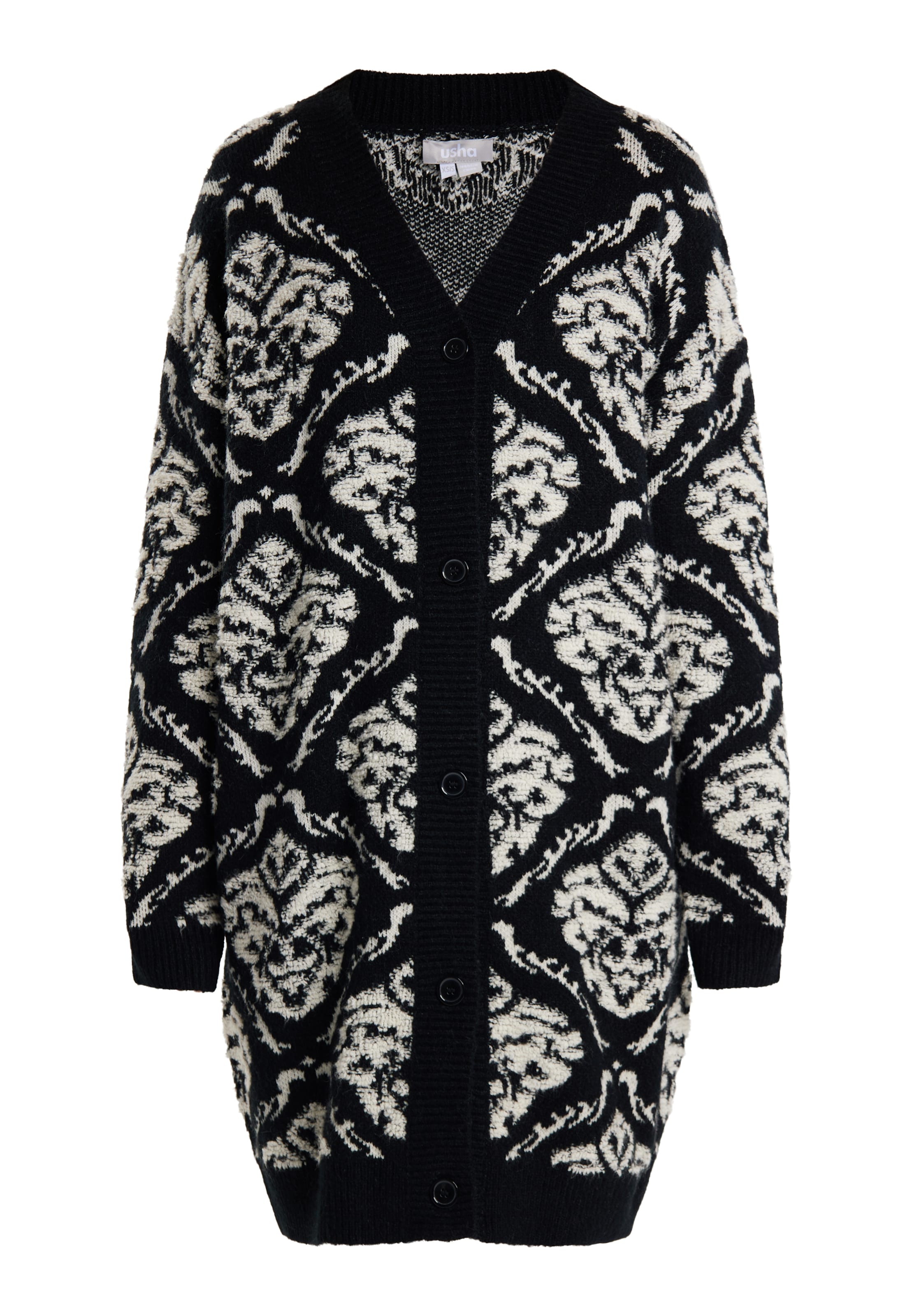 Usha Πλεκτή ζακέτα σε κρεμ / μαύρο, Άποψη προϊόντος