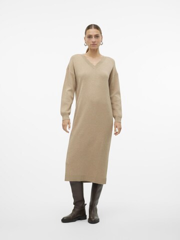 VERO MODA Knitted dress 'VMGold' in Brown: front