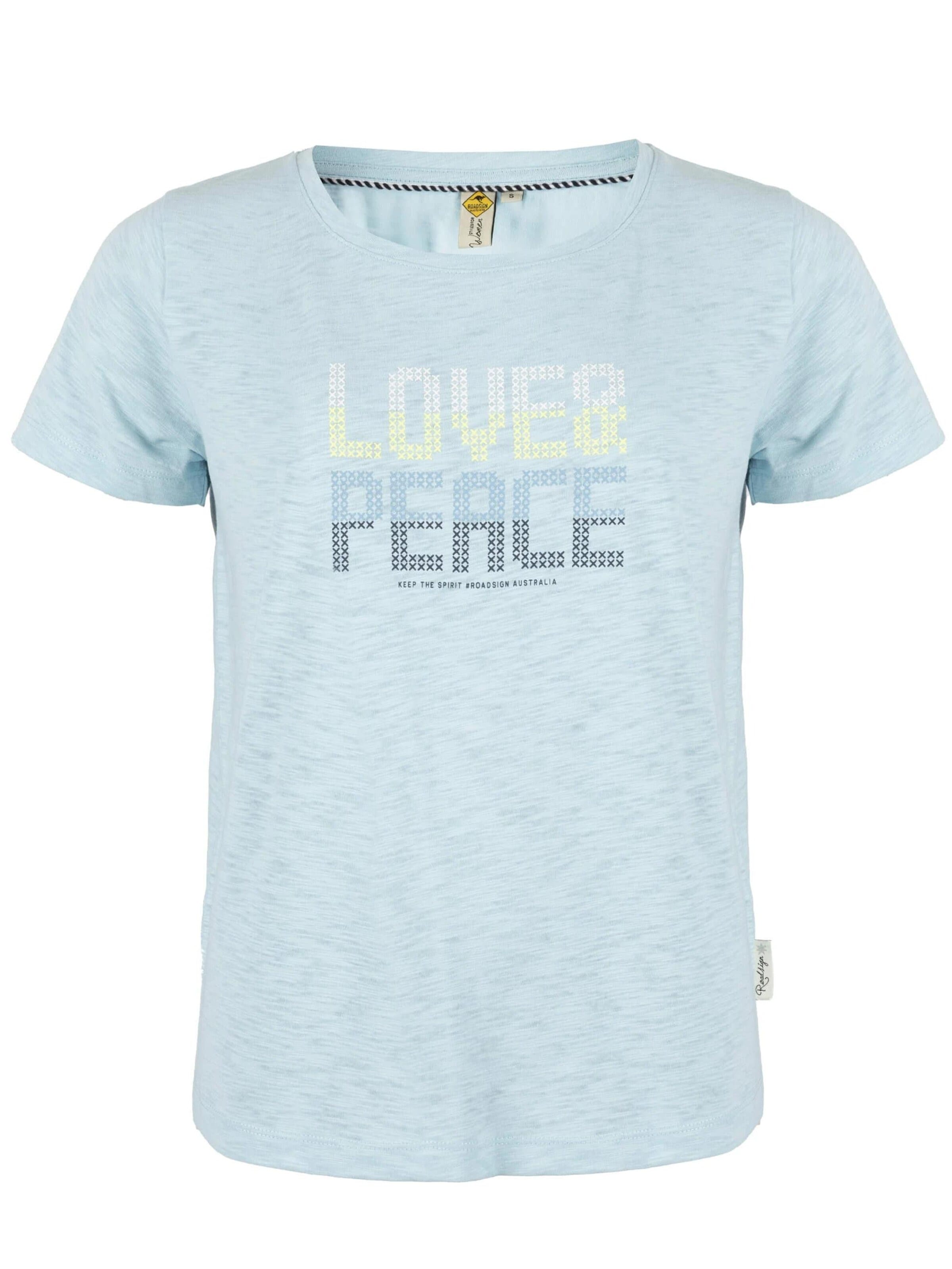 ROADSIGN australia Shirt 'T-Shirt Blue Ease mit Schriftprint aus Baumwolle hautfreundlich und komfortabel' in Blue: front