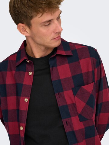 Only & Sons Regular fit Overhemd 'ONSMASON' in Rood