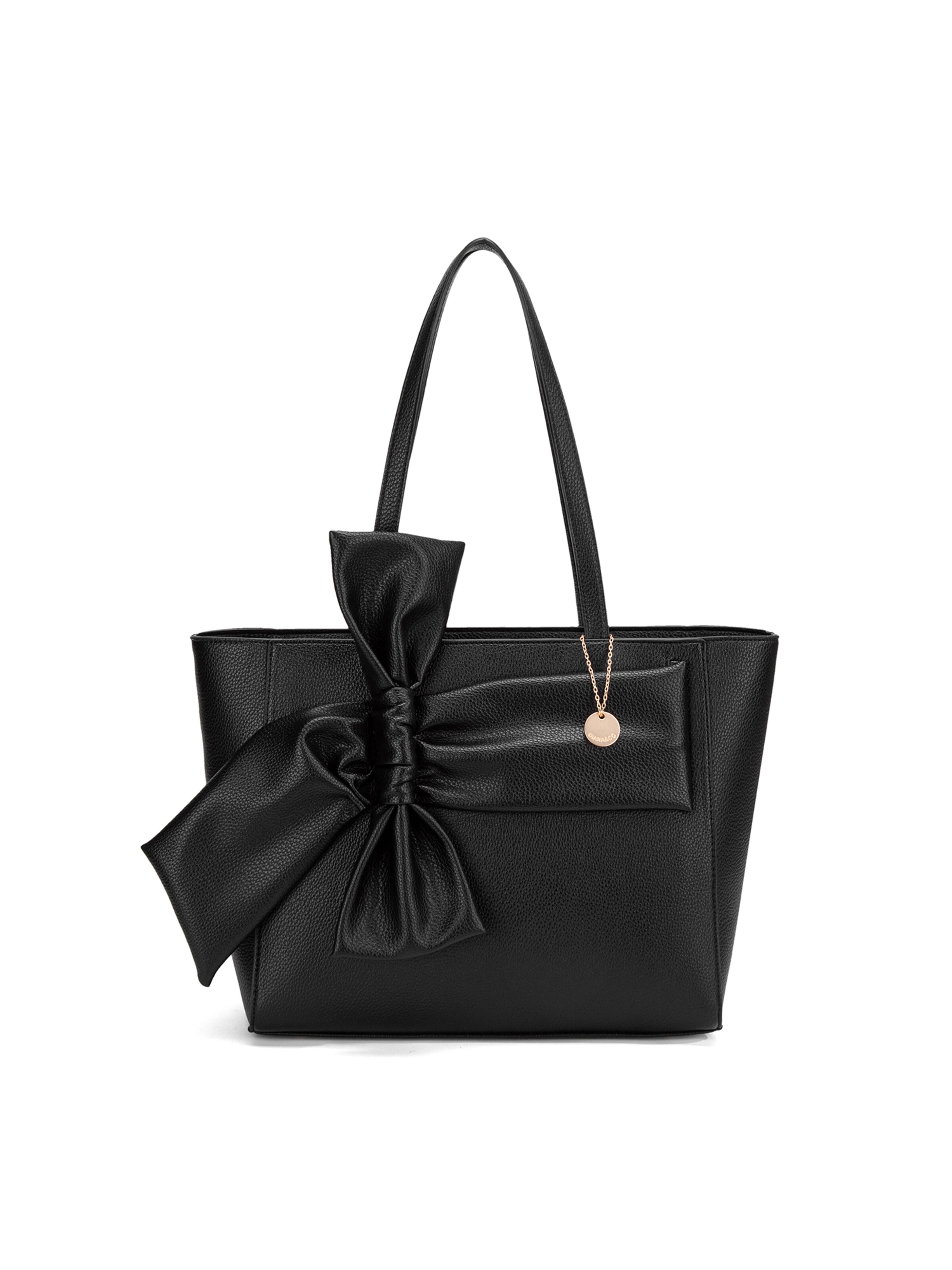 Borsa a spalla 'Borsa a Spalla Donna Velvetine Elite - Pelle Vegana PU con Fiocco' di Diana&Co. in nero: frontale