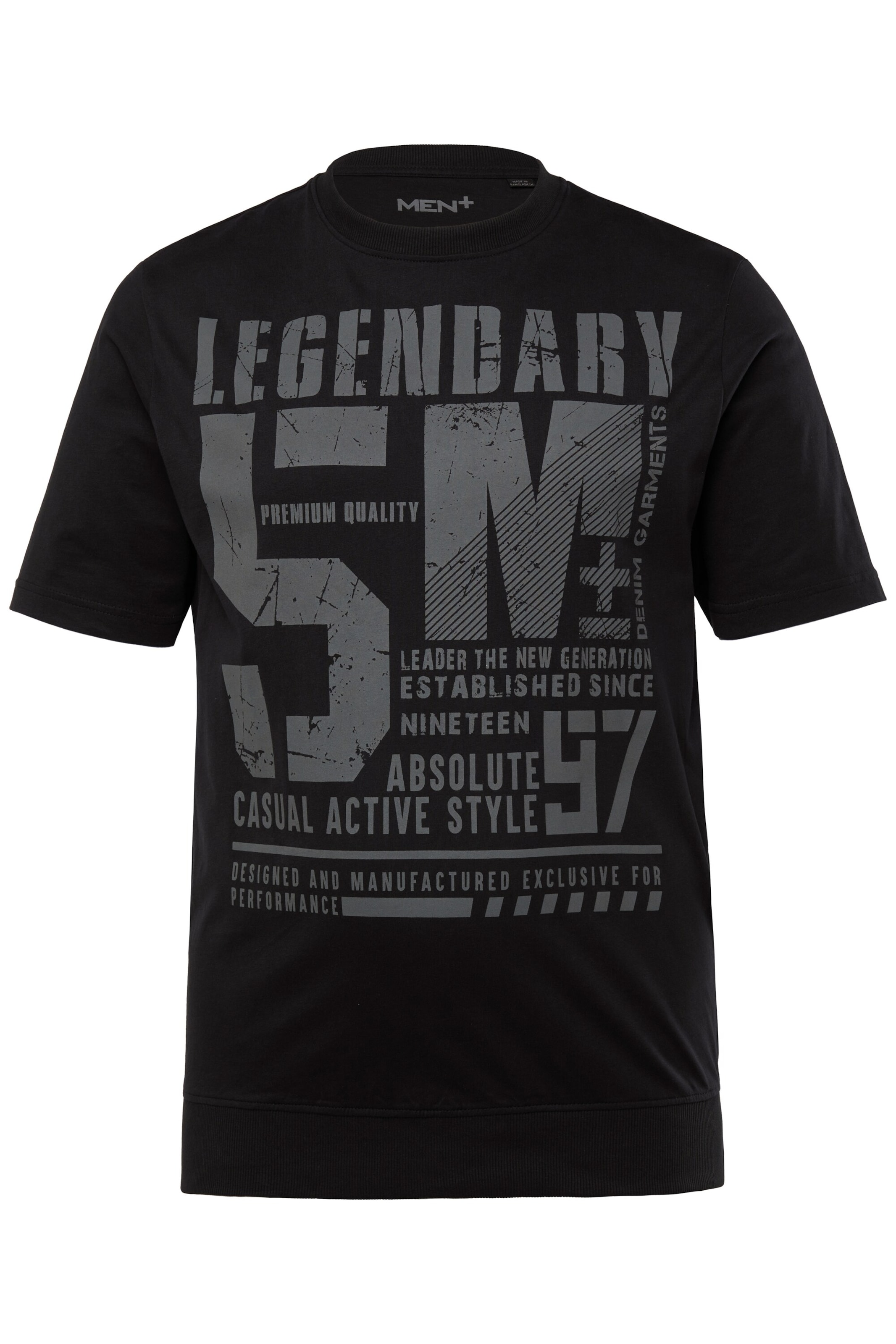 Men Plus Shirt in Black: front