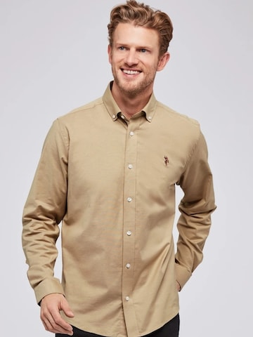 U.S. POLO ASSN. Regular Fit Hemd 'Calvert' in Beige