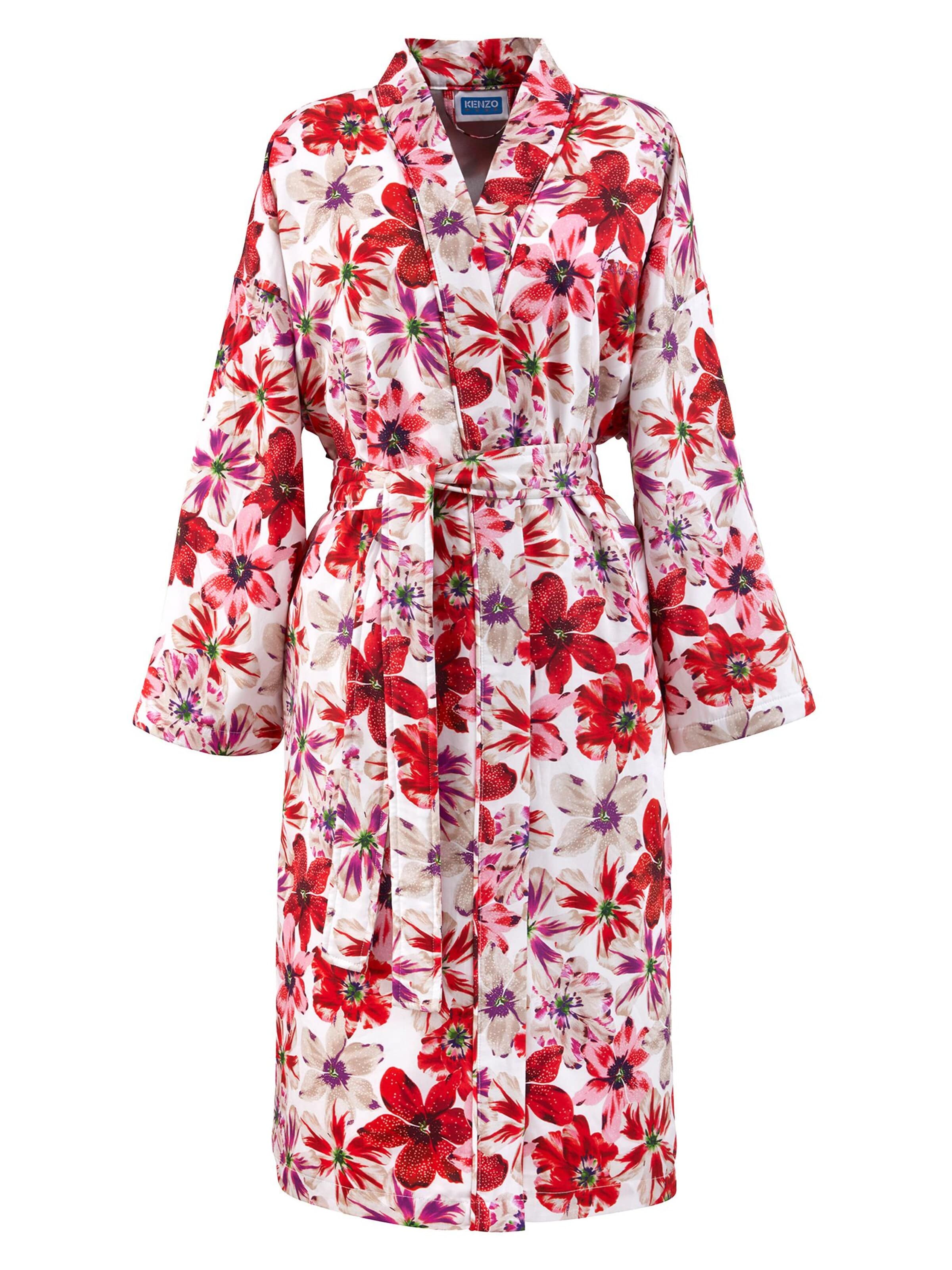 KENZO Long Bathrobe 'KFLEUR' in Red: front