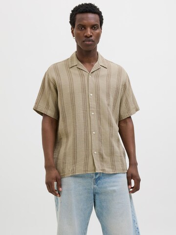 JACK & JONES Comfort Fit Skjorte 'JOREaster Patras' i beige