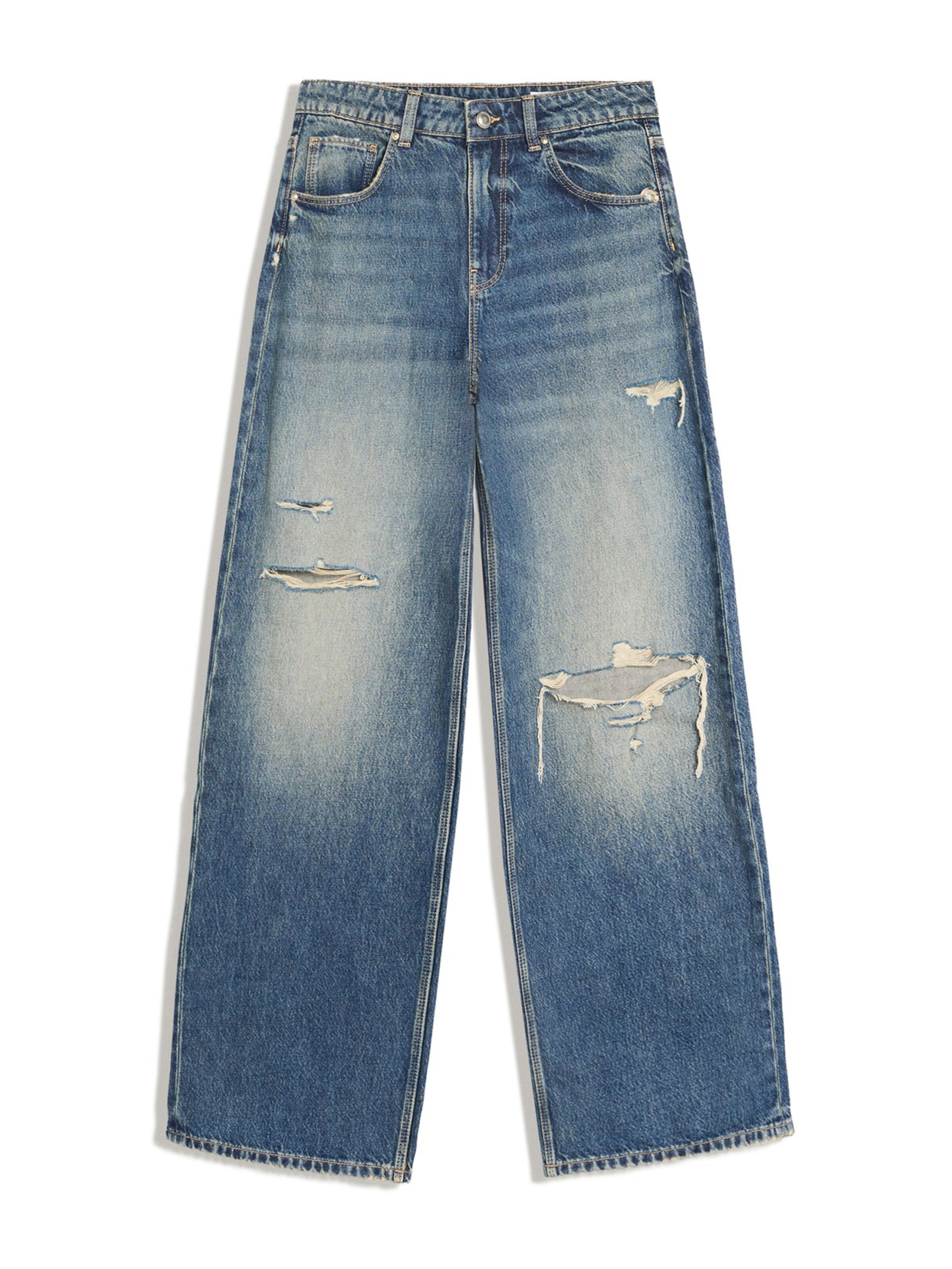 Bershka Wide leg Jeans in Blue: front