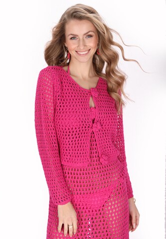Cardigan IZIA en rose : devant
