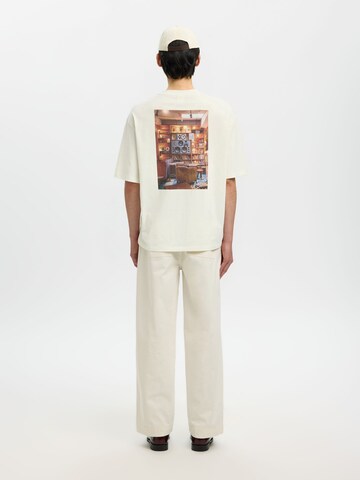 Tricou 'SLHASPEN' de la SELECTED pe bej