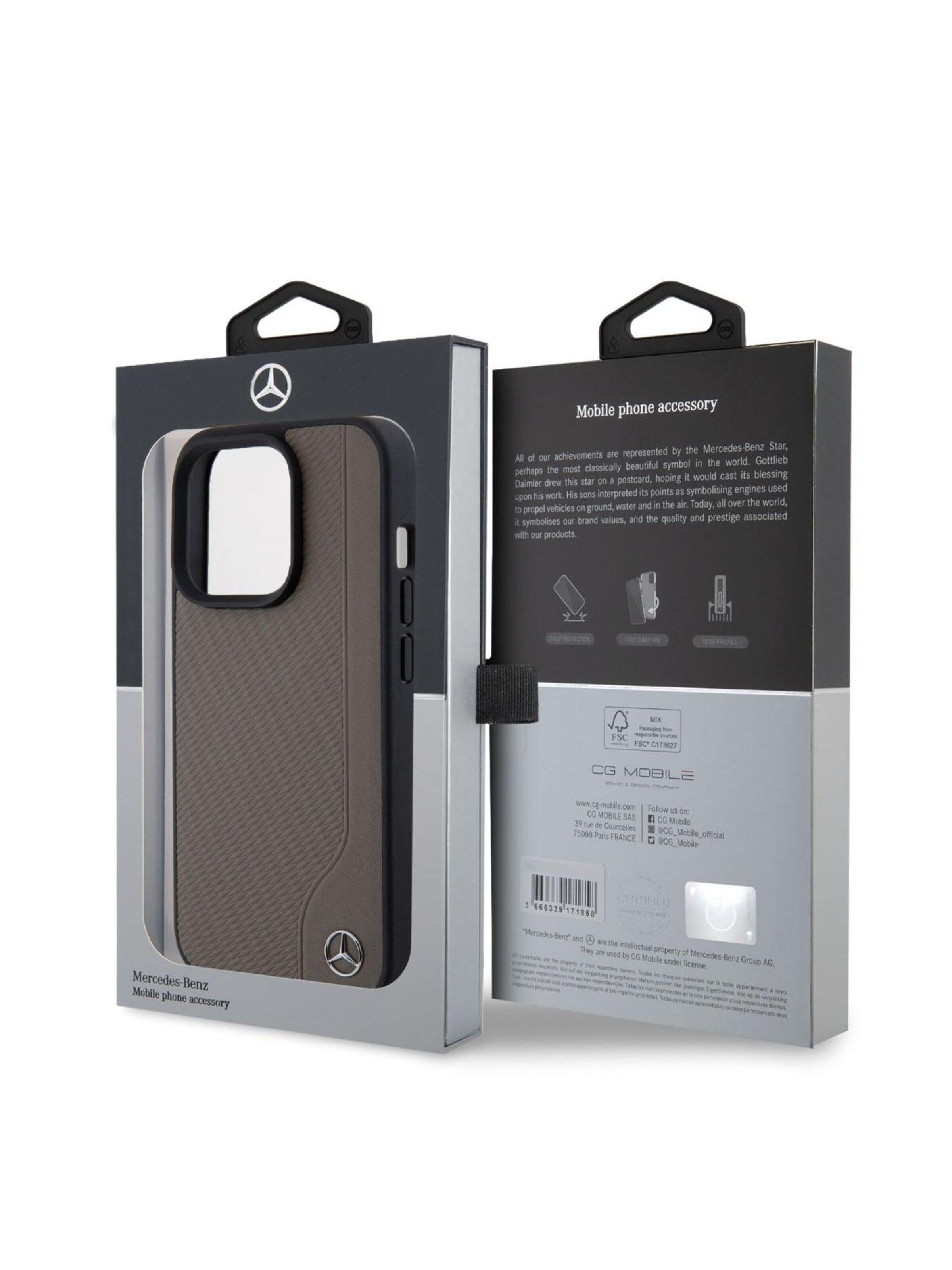 Mercedes Smartphonehoesje 'Mercedes MagSafe Wood Imitation Leather' in Bruin