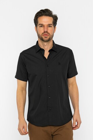Giorgio di Mare Regular fit Overhemd in Zwart: voorkant