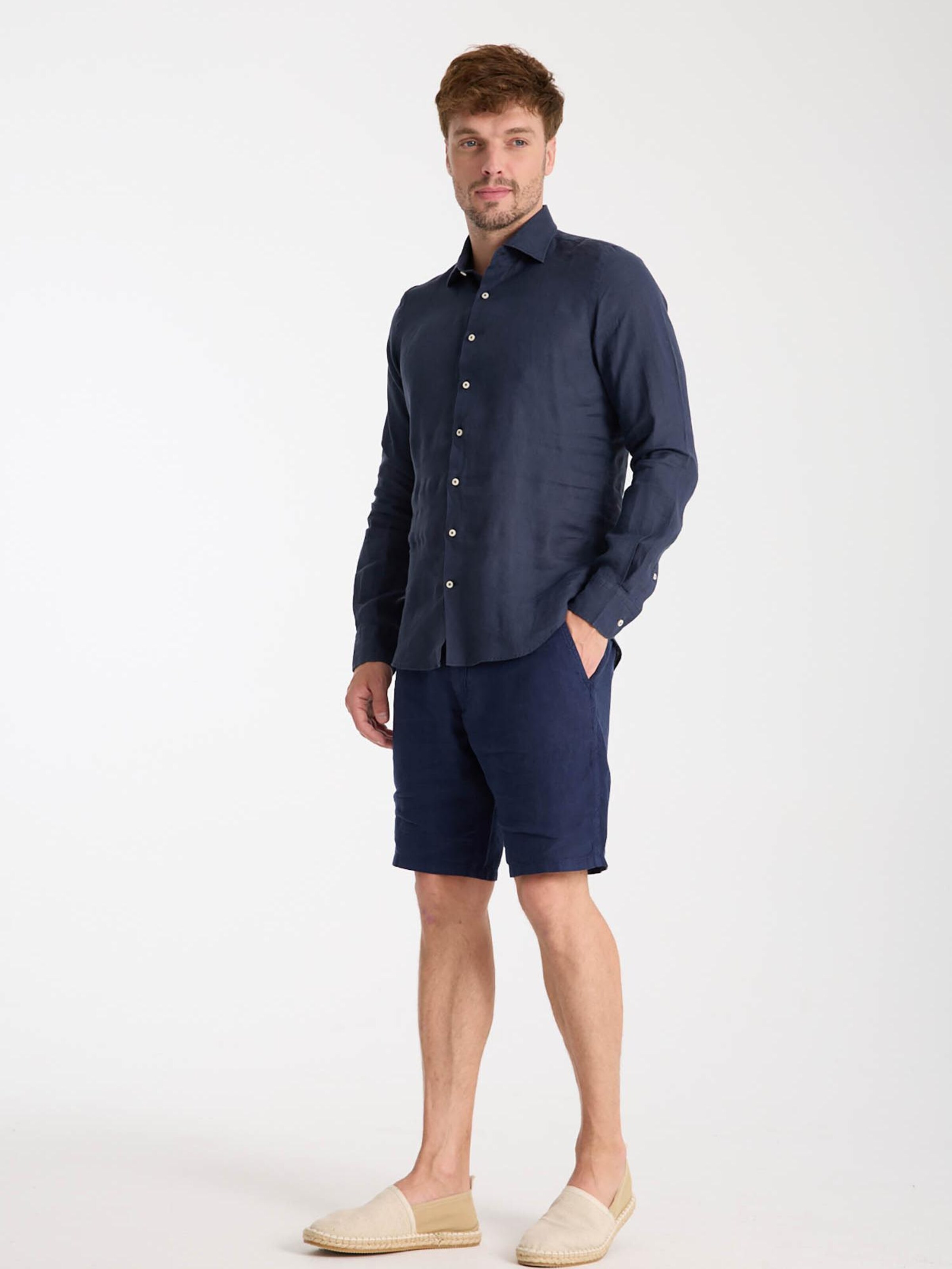 Slim fit Camicia business 'Leonardo Linen Man Shirt' di 7Camicie in blu