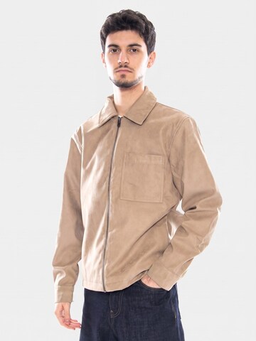 Only & Sons Between-Season Jacket 'Rick Faux Suede Jacket OTW' in Beige: front
