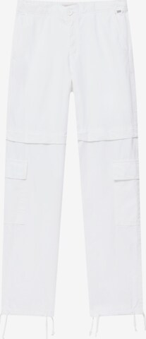 Pull&Bear Широка кройка Карго панталон в бяло: отпред