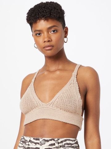 Gina Tricot Gebreide top 'Ariel' in Beige: voorkant