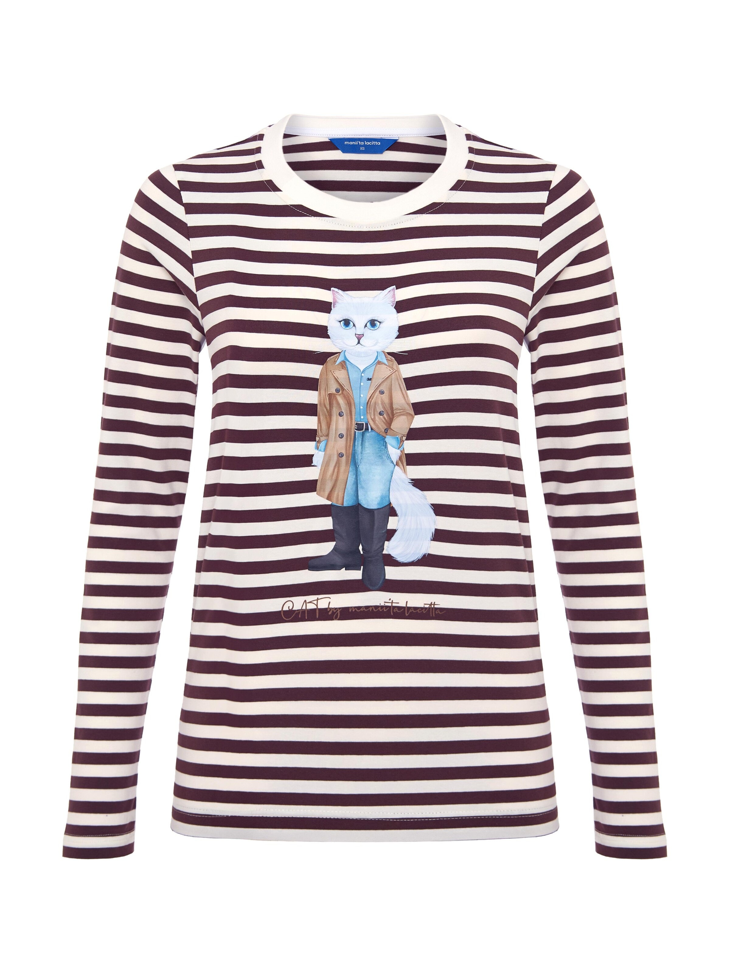 Cat e Lolette Shirt 'Cat in Trench' in Brown: front